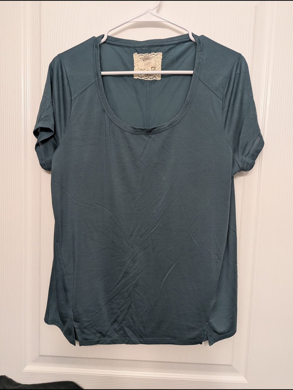 Cupio Teal Scoop Neck Short Sleeve Top